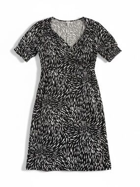Merona Brown and White Swirl Print V-Neck Midi Dress